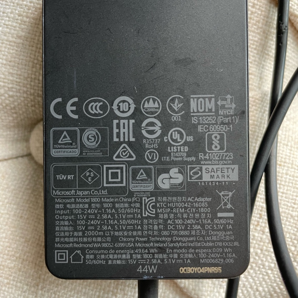 44W Microsoft Surface Charger